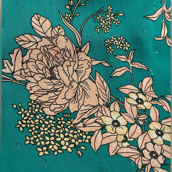 Torrid Plus Size 2 Cold Shoulder Crinkle Chiffon Sheer Lined Green Floral - Picture 13 of 13